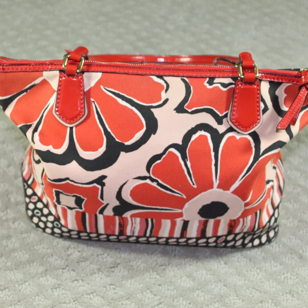 Coach Red Poppies Floral Shoulder Bag